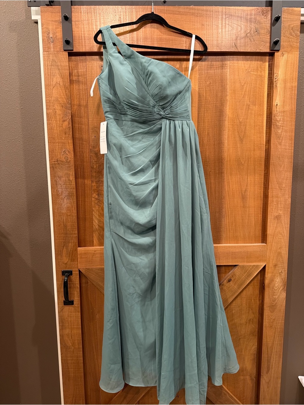 Sage Green One Shoulder Formal Gown | Corset Back | Bridesmaid Dress | Size 4